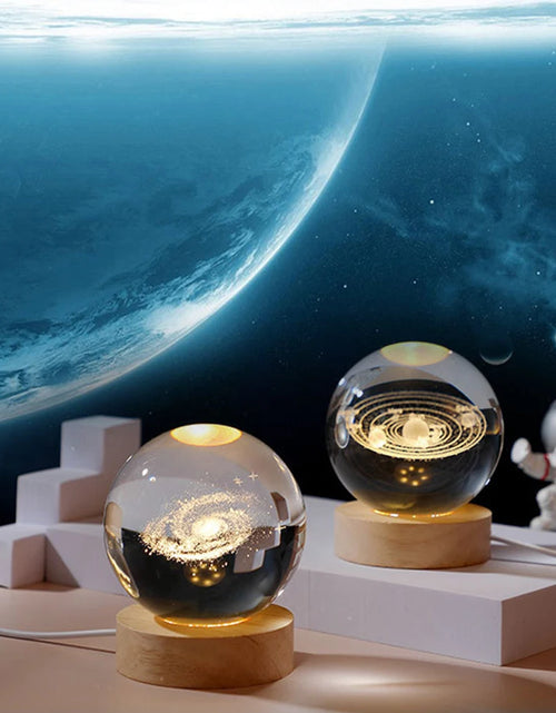 Load image into Gallery viewer, Crystal Ball Night Lights Glowing Planet Galaxy Astronaut 3D Moon Table Lamp USB Atmosphere Lamp Tabletop Decorations Kid Gifts
