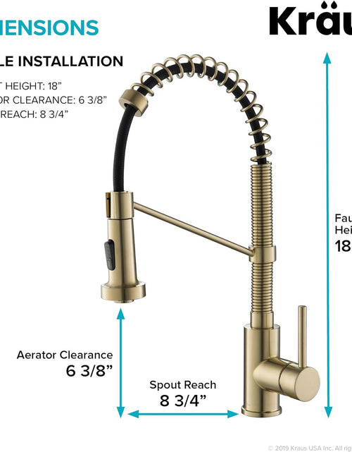 Load image into Gallery viewer, KPF-1610BG Bolden 18-Inch Commercial Kitchen Faucet with Dual Function Pull-Down Sprayhead in All-Brite Finish, 18 Inches, Brushed Gold
