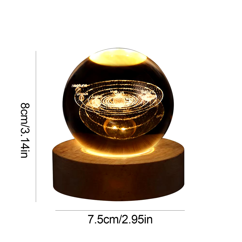 Crystal Ball Night Light 3D Moon Solar System Table Lamp LED Crystal Ball Children Friends Party Birthday Gifts Room Decor