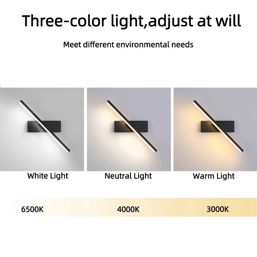 LED Wall Lamp Nordic Modern Minimalist Bedroom Bedside Lamp Creative Staircase Lamp Living Room Rotating Wall Lamp